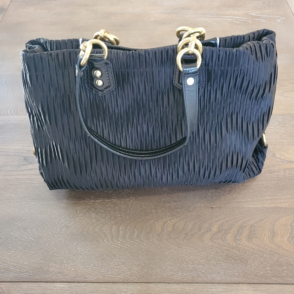 VINTAGE COACH, Ashley Gathered Satin Carryall Tote. BLACK, - Picture 8 of 15